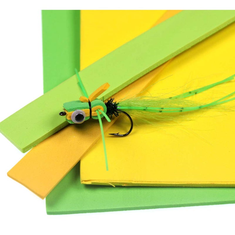 GREATFISHING 10 Best Color/Set Fly Tying Foam Sheet Chartreuse Green Orange Floating Dry Fly Grass Hopper Popper Fly Tying Materials 3mm Thickness 9.6X9.6 inch - Image 3